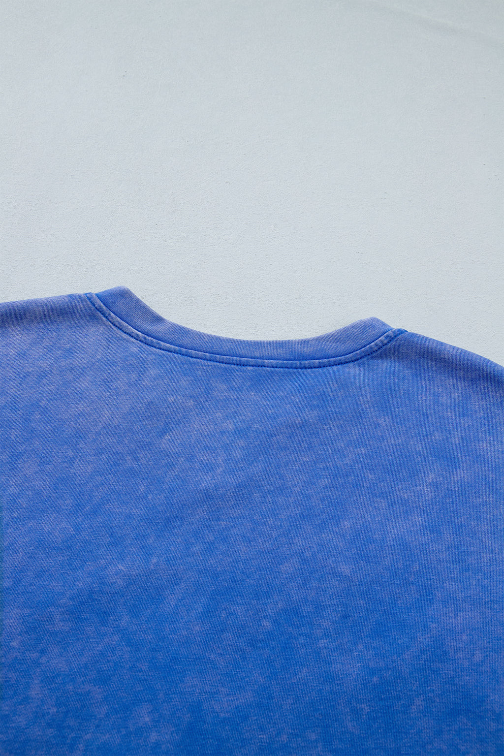 Shop White & Sky Blue Star Patch Notched Neck Mineral Wash Dolman Tee at LivelyLooks