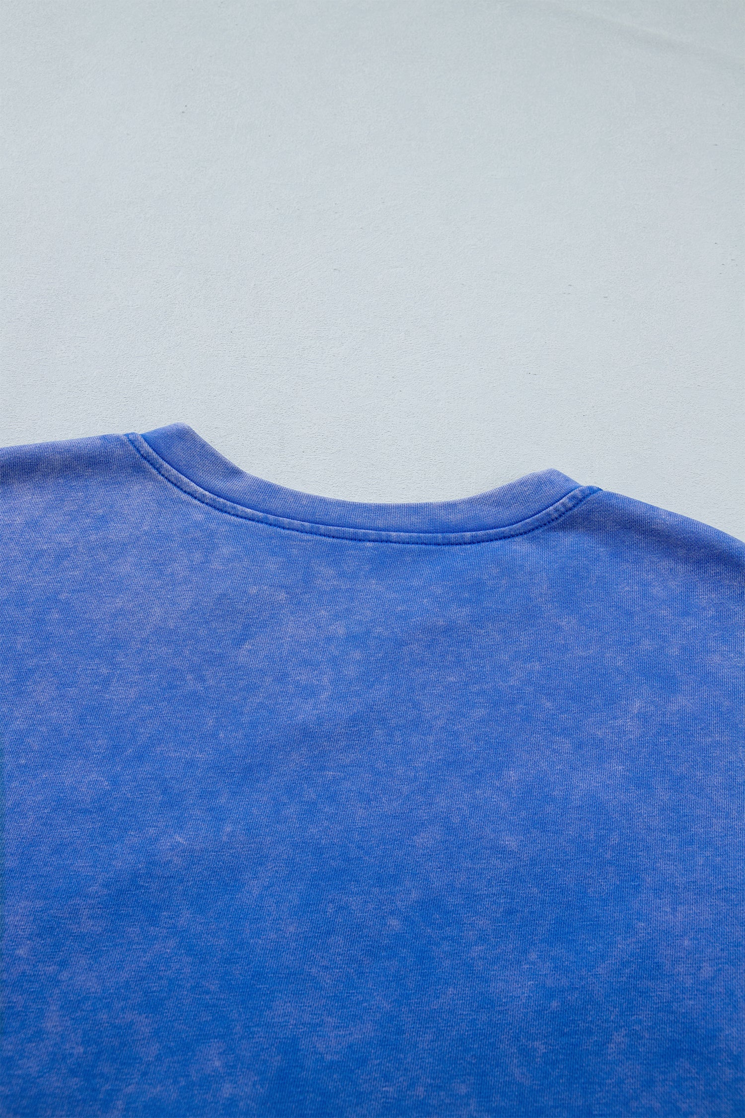 Shop White & Sky Blue Star Patch Notched Neck Mineral Wash Dolman Tee at LivelyLooks