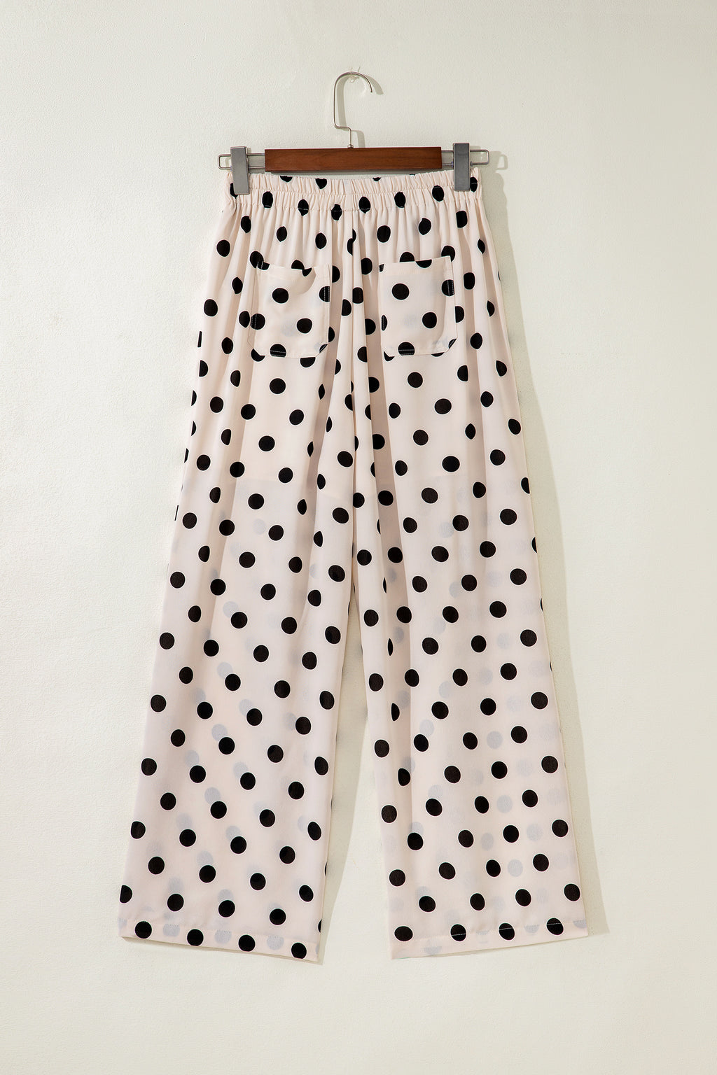 Shop Polka Dot Patched Pocket Mid-Rise Straight Leg Trousers S-XL at LivelyLooks