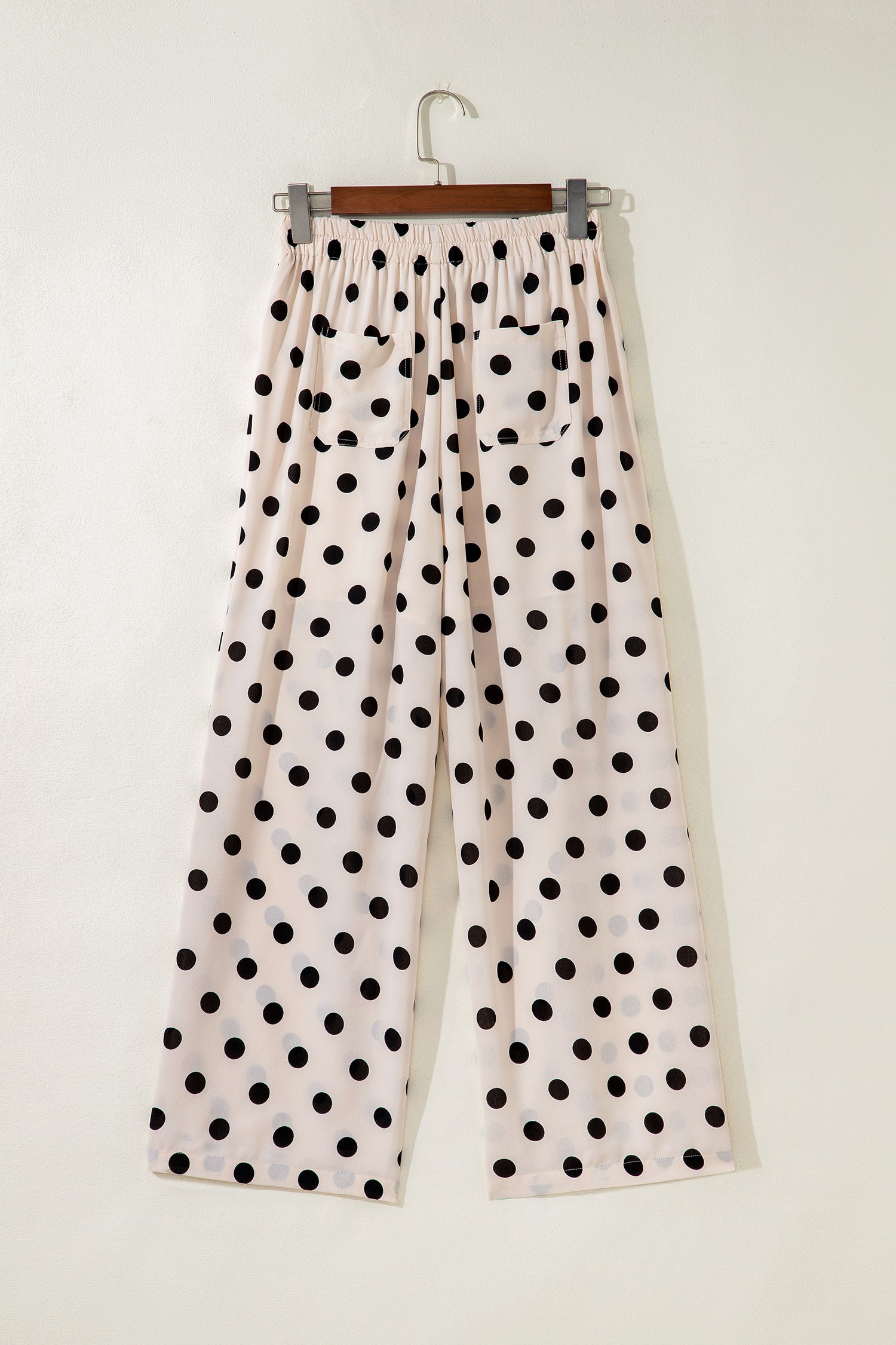 Shop Polka Dot Patched Pocket Mid-Rise Straight Leg Trousers S-XL at LivelyLooks