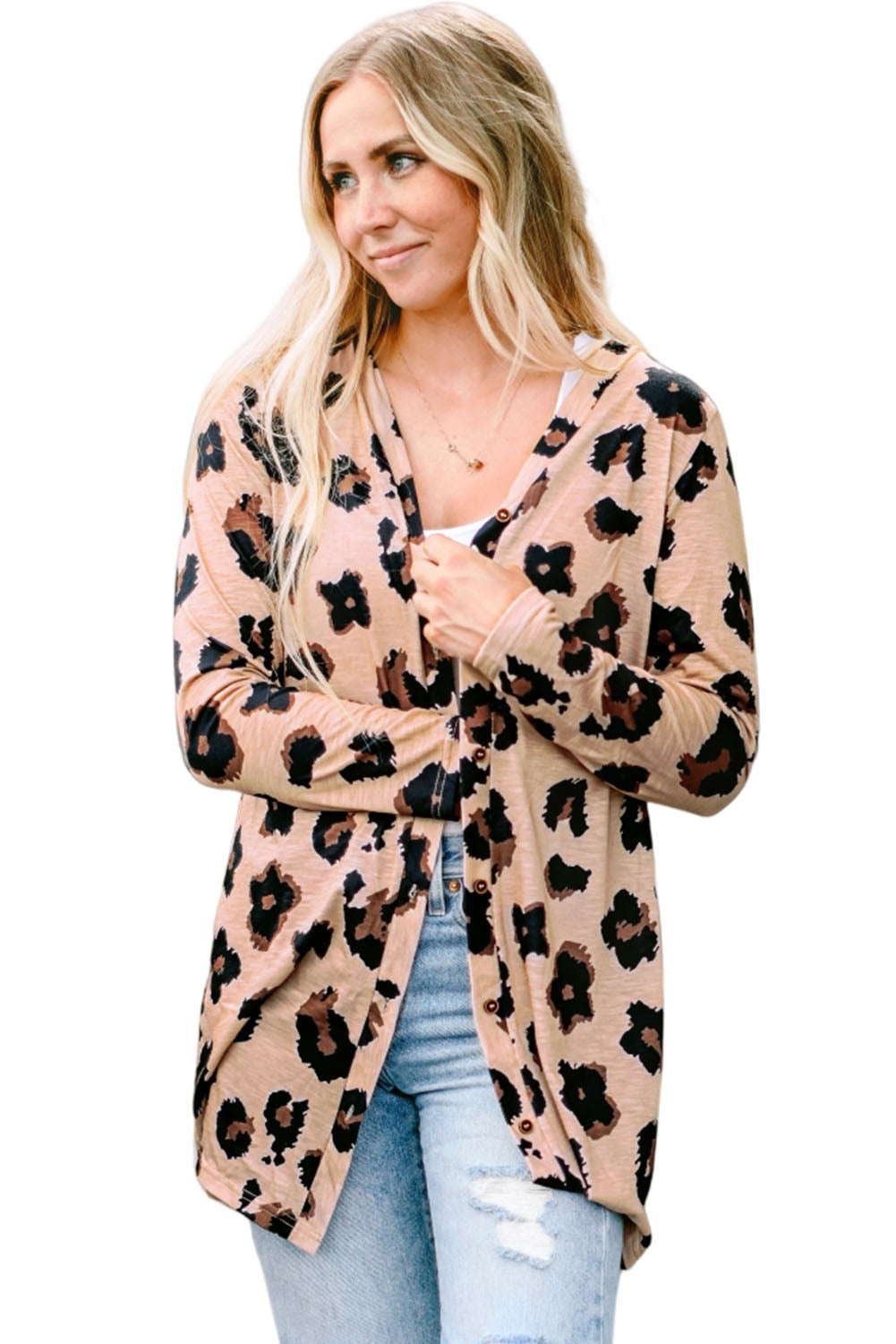 LivelyLooks Leopard Print Open Front Knit Cardigan S-2XL women's fashion