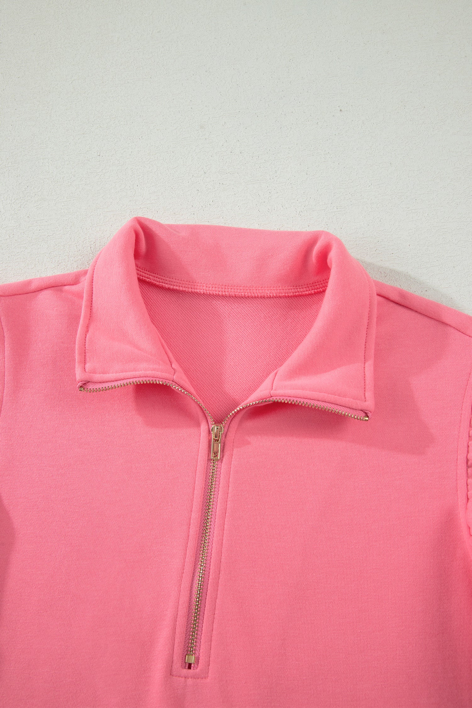 Half Zip Ruffled Short Set – Sky Blue & Coral Paradise