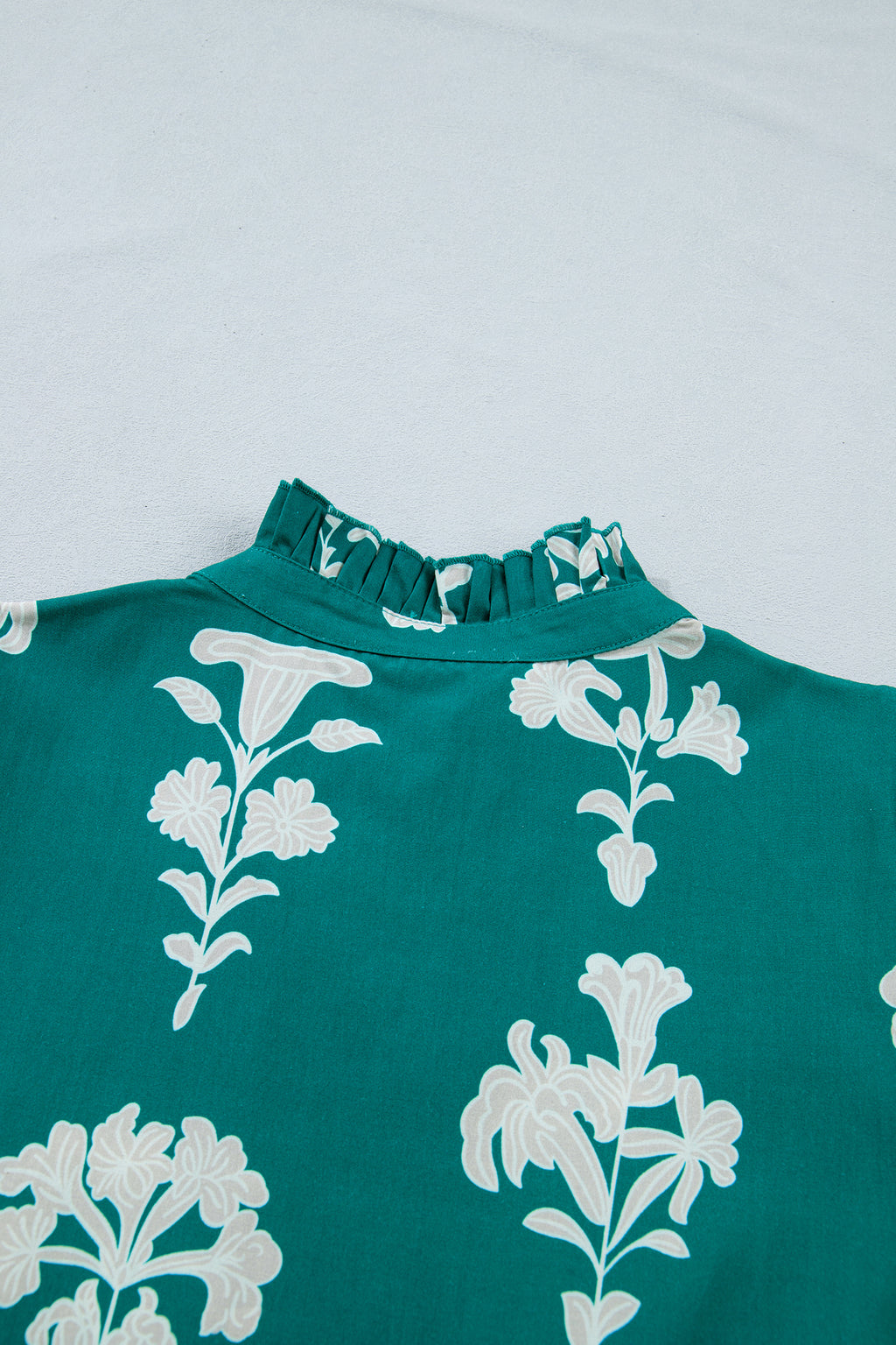 Black & Green Frilled V Neck Puff Sleeve Floral Mini Dress S-XL
