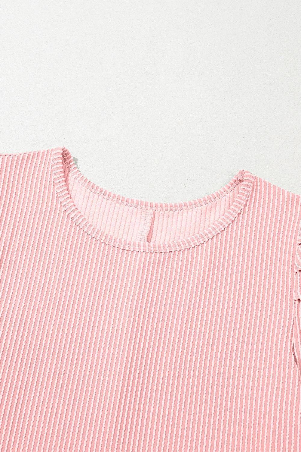 Corded Knit Crew Neck Puff Sleeve Shift Mini Dress S-XL