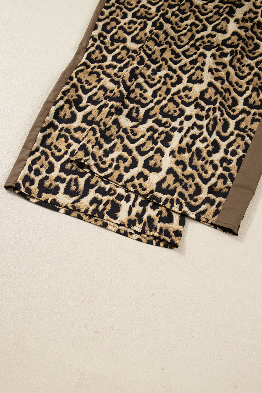 Brown Leopard Collared 3/4 Sleeve Shirt & Loose Pants Two Piece Set | UK 8–22