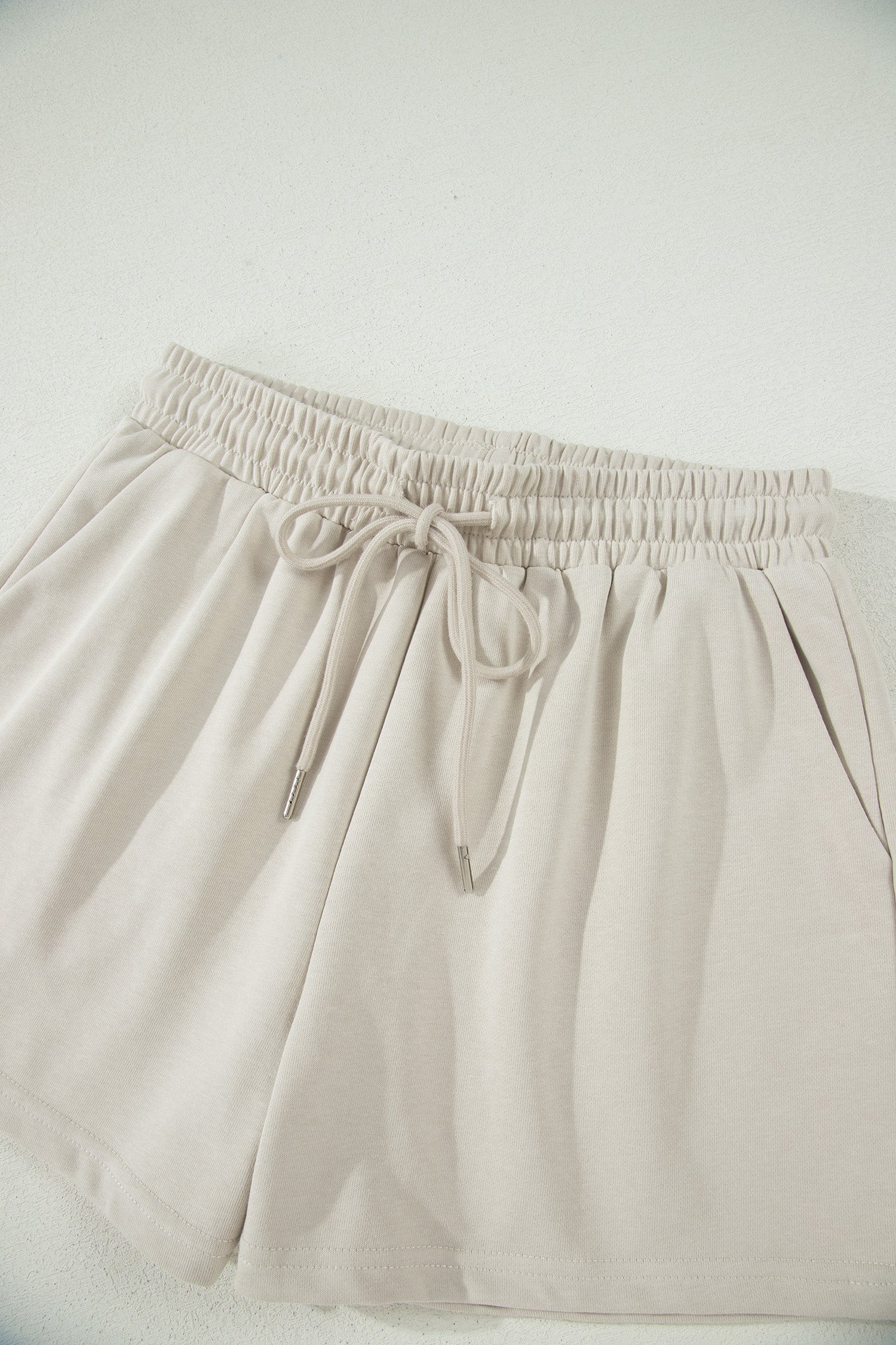 Puffy Loose Top & Drawstring Shorts Set – Smoke Grey & Light Blue