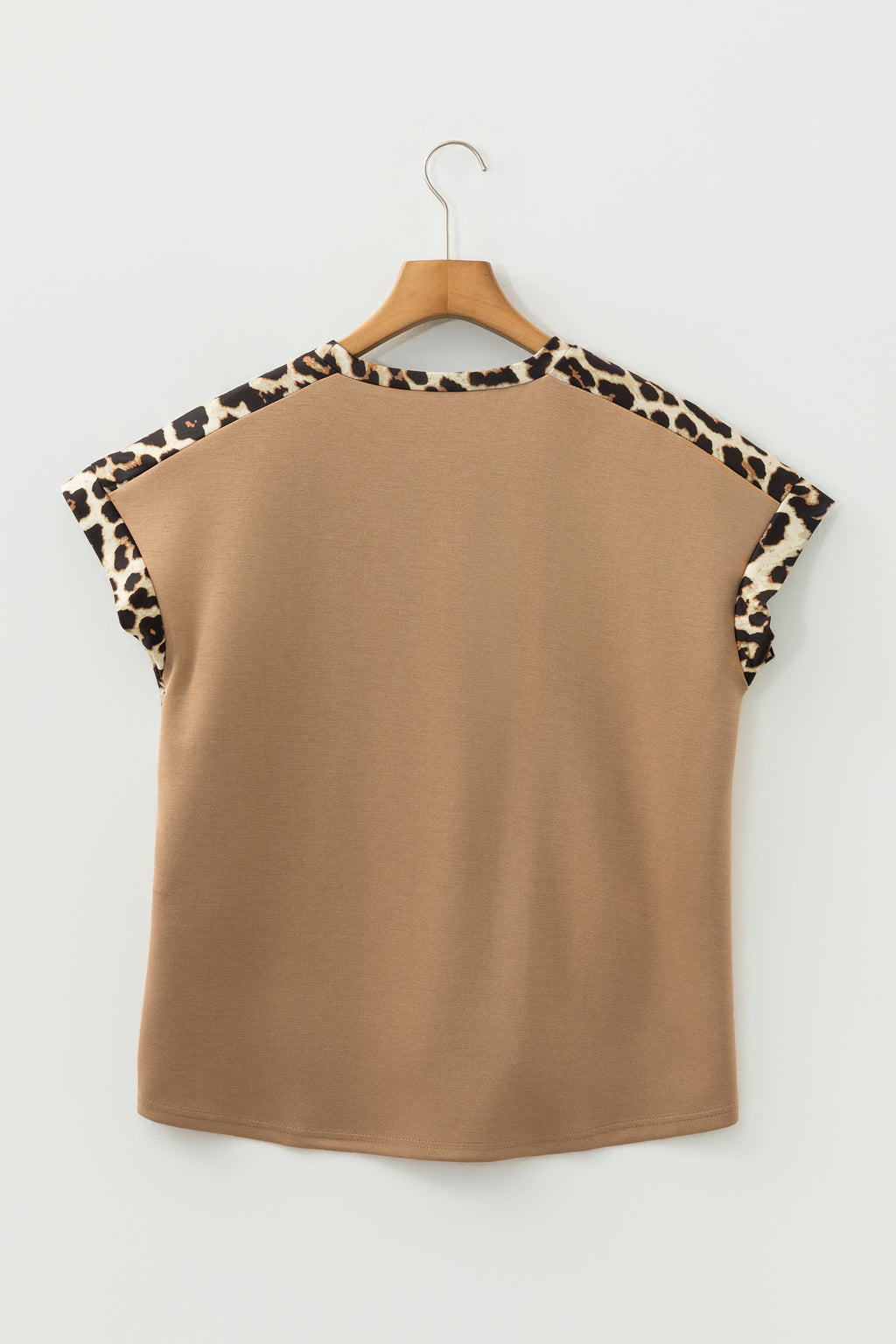 Leopard Trim Loose T-Shirt Green & Beige Relaxed Fit S-XL
