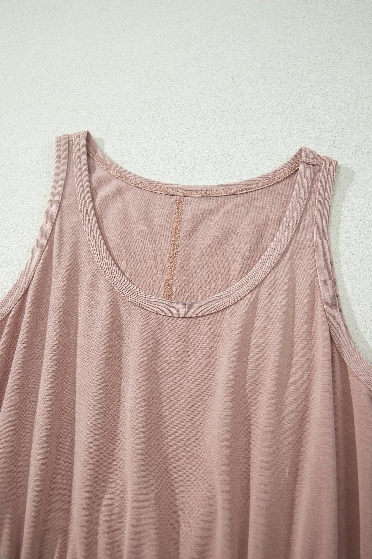 Smoke Grey & Dark Blue Mineral Wash U Neck Elastic Waist Sleeveless Mini Dress S-XL