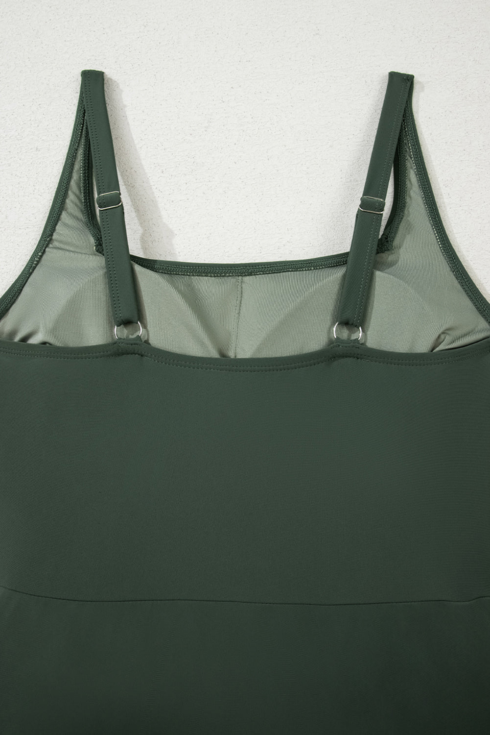Square Neck Side-Tie Waist A-Line Swim Dress | Green & Black | UK 8-22