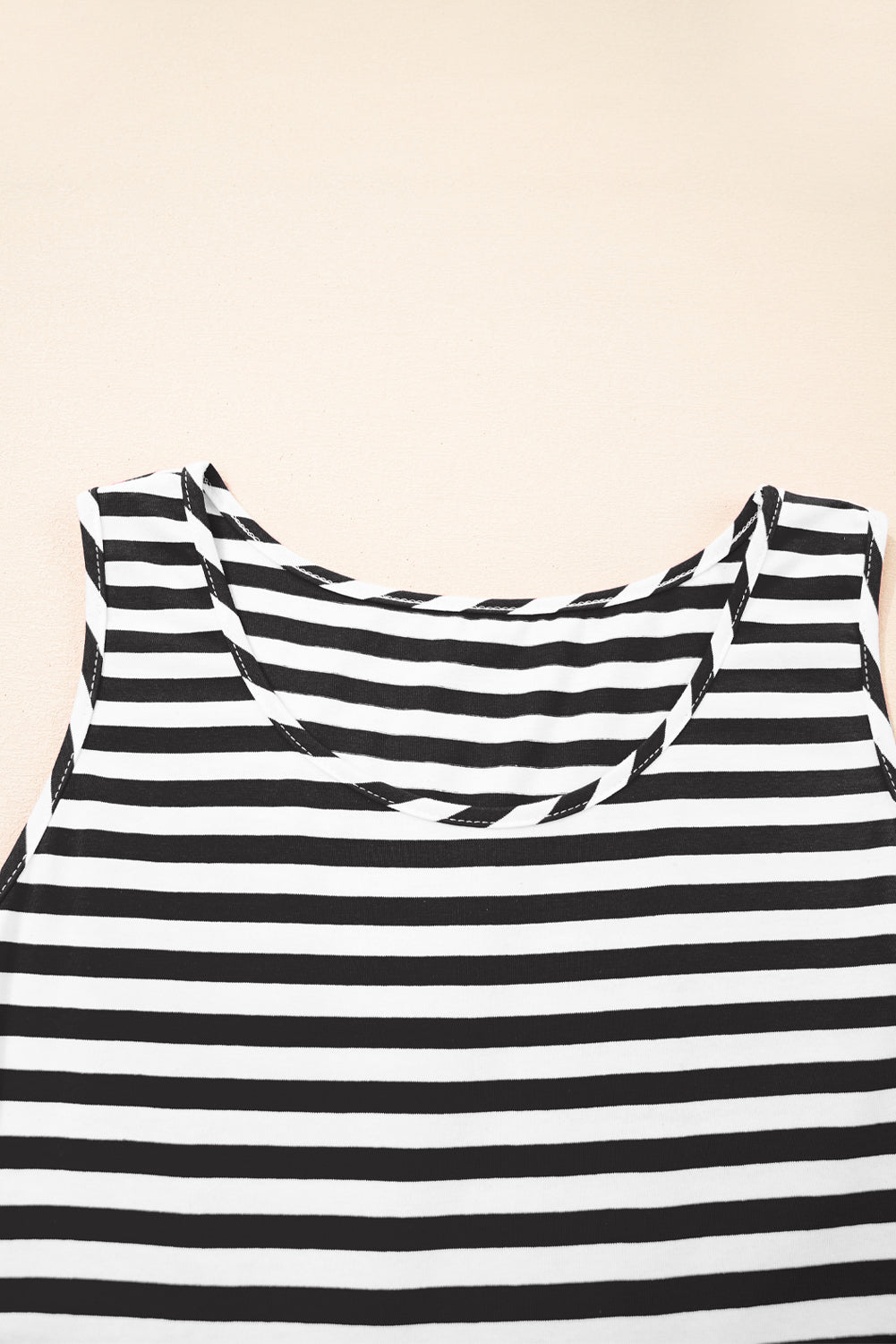 Women's Stripe U-Neck Sleeveless Loose Fit Mini Dress Pink Black Blue S-XL at LivelyLooks