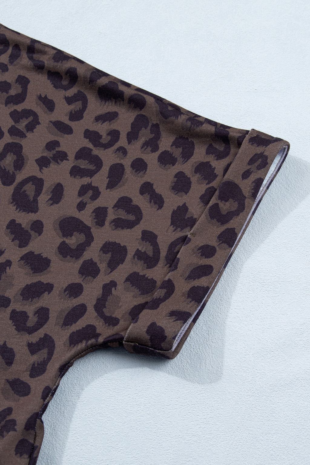 Leopard Print V-Neck Collar 2pcs Short Set | Rose, Khaki & Brown