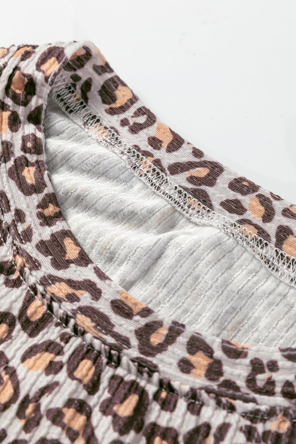 Khaki Leopard Ribbed Long Sleeve Top & Drawstring Shorts Set | UK 8–22