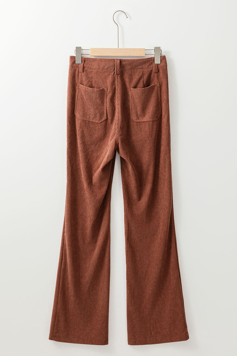 Women's Women's High Waist Corduroy Trousers Square Pockets Green/Brown at LivelyLooks