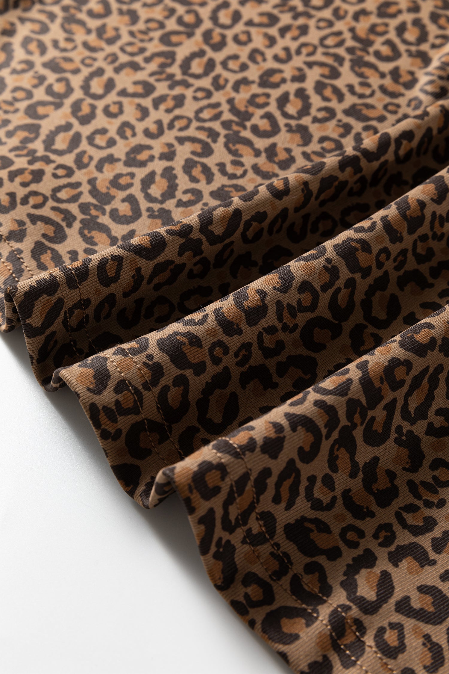 Khaki Fierce Leopard Print Crew Neck T-Shirt