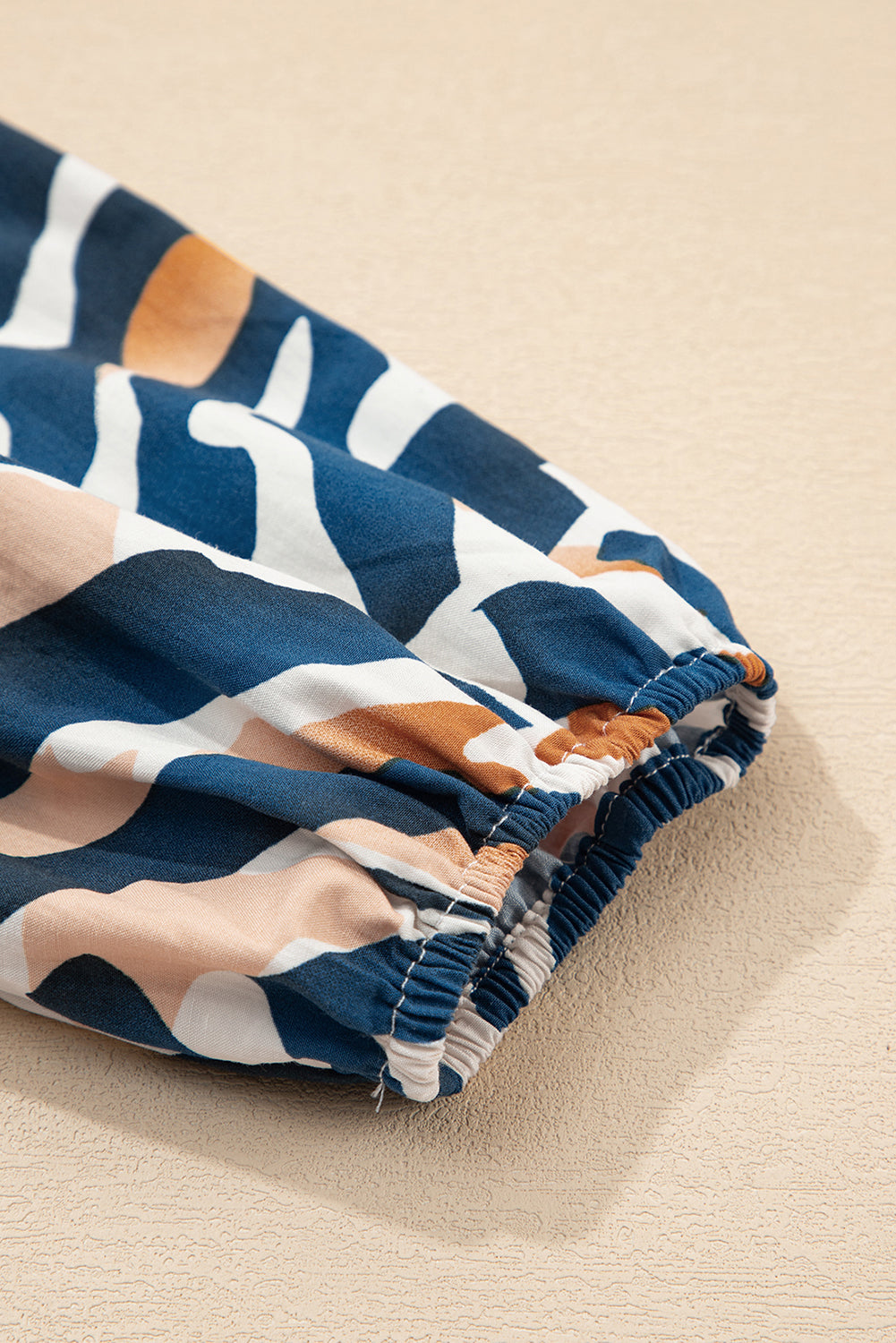 Blue Zebra Print Puff Sleeve Top Tied Front Women S-XL