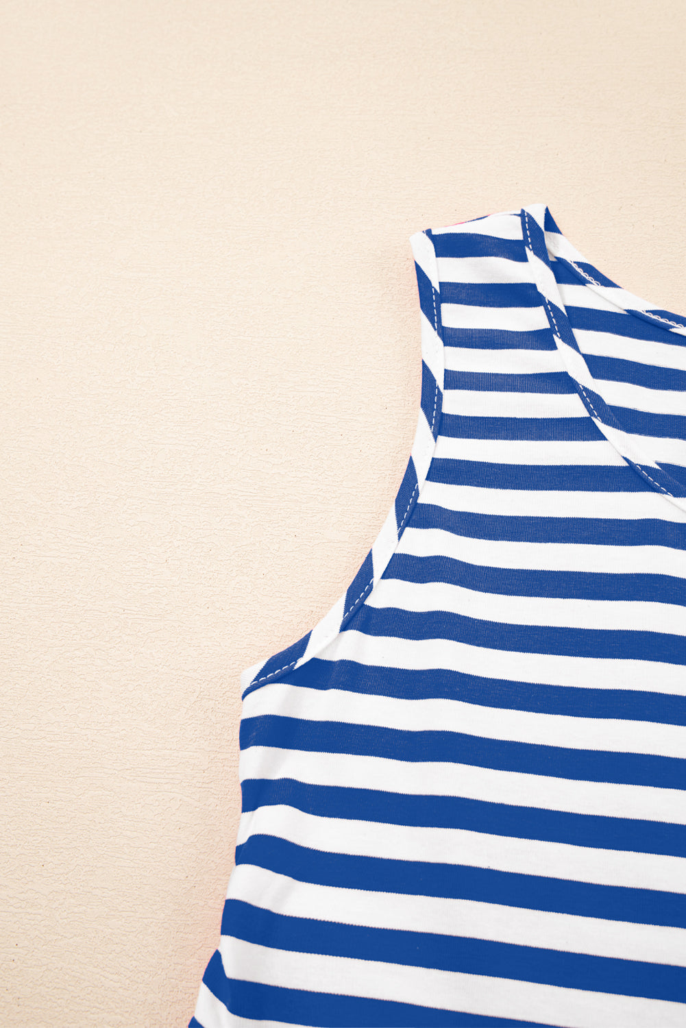 Women's Stripe U-Neck Sleeveless Loose Fit Mini Dress Pink Black Blue S-XL at LivelyLooks