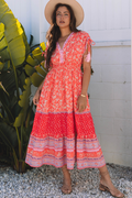 Shop Floral Print Tassel Tied Sleeve Empire Waist Boho Maxi Dress | S-XL at LivelyLooks