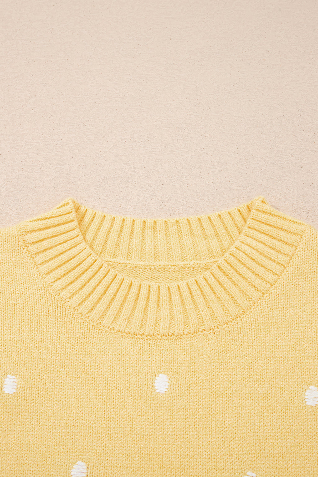 LivelyLooks Yellow Cream Elegant Polka Dot Bubble Short Sleeve Sweater women's fashion