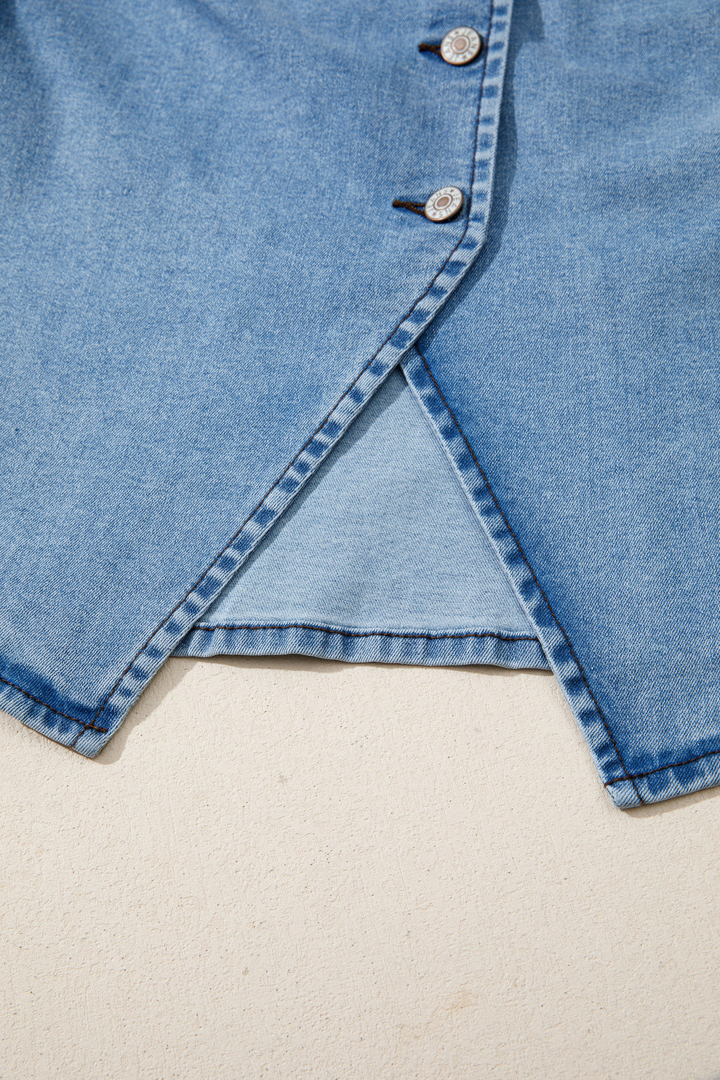 Women's Buttoned Front Slit Denim Vest Black Blue S-XL at LivelyLooks