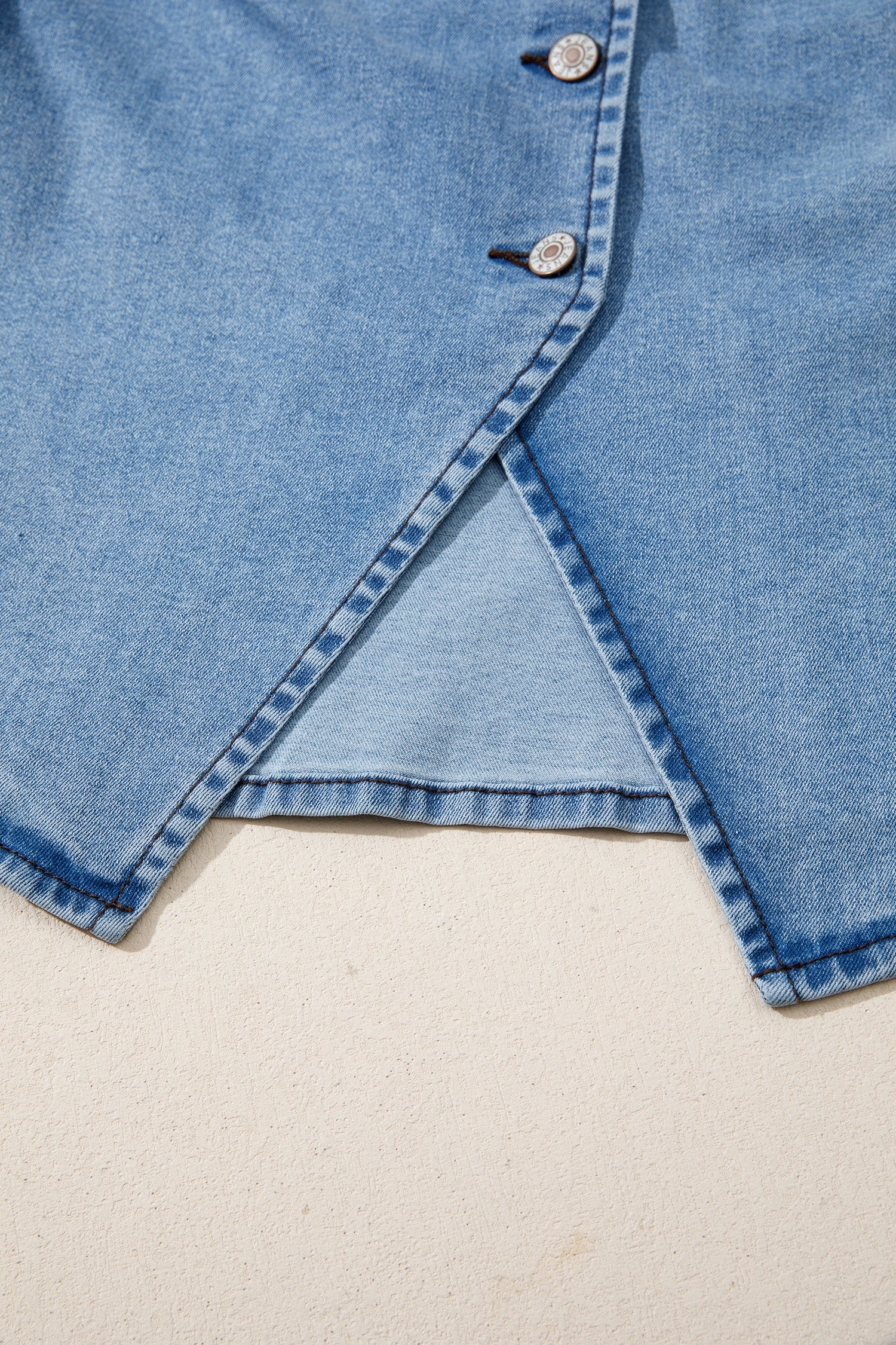 Women's Buttoned Front Slit Denim Vest Black Blue S-XL at LivelyLooks