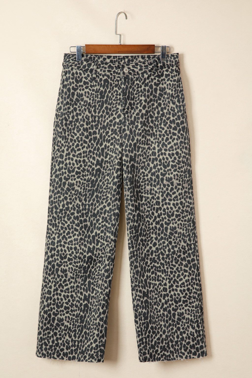 Shop Black Leopard Print High Waist Wide Leg Jeans UK 8-20 at LivelyLooks