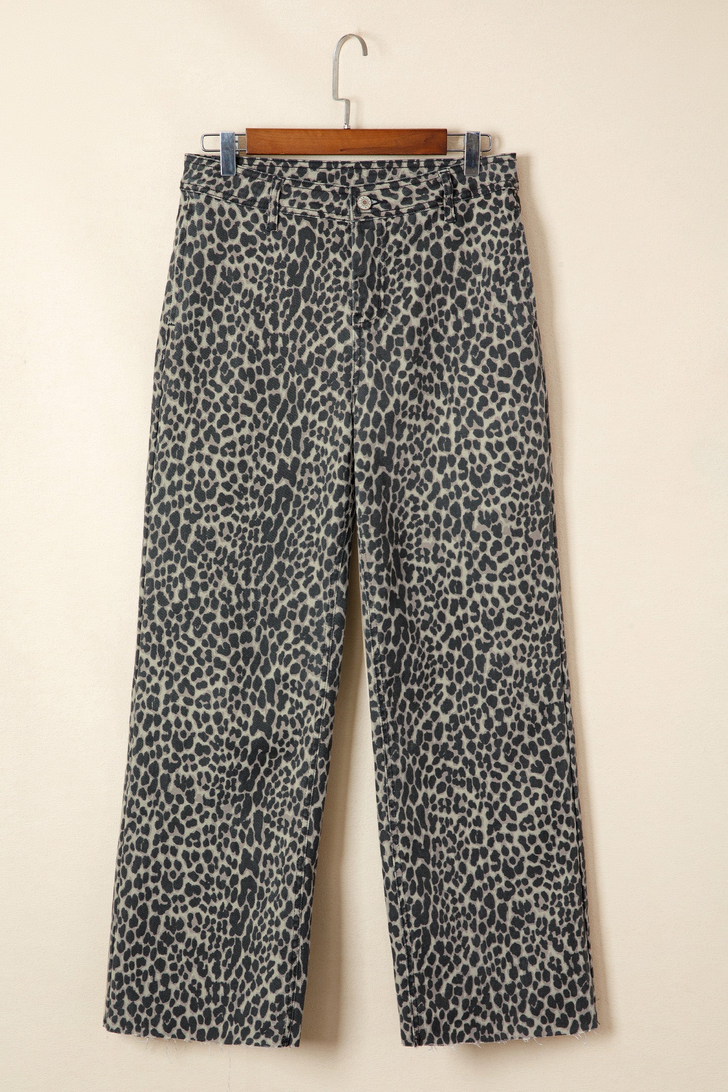 Shop Black Leopard Print High Waist Wide Leg Jeans UK 8-20 at LivelyLooks