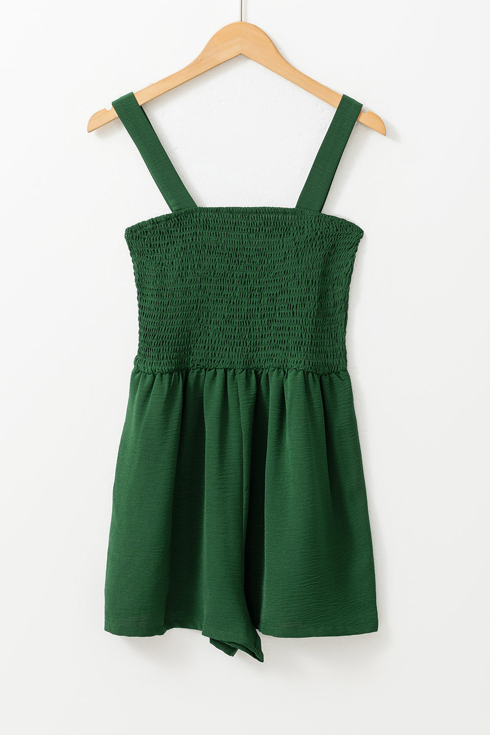 Women's Smocked Square Neck Sleeveless Romper with Pockets at LivelyLooks