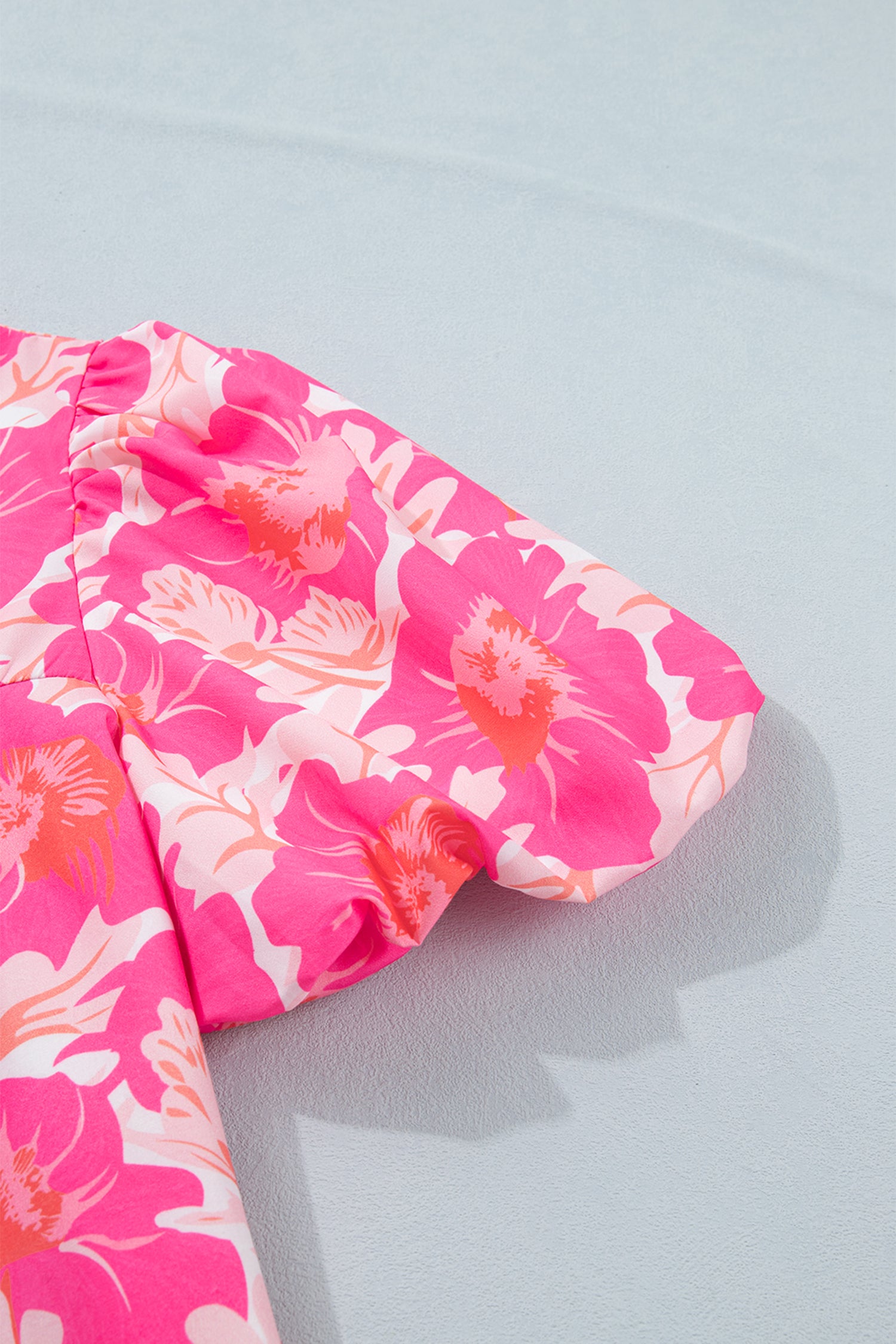 Women's Yellow Short Bubble Sleeve Summer Floral Blouse at LivelyLooks