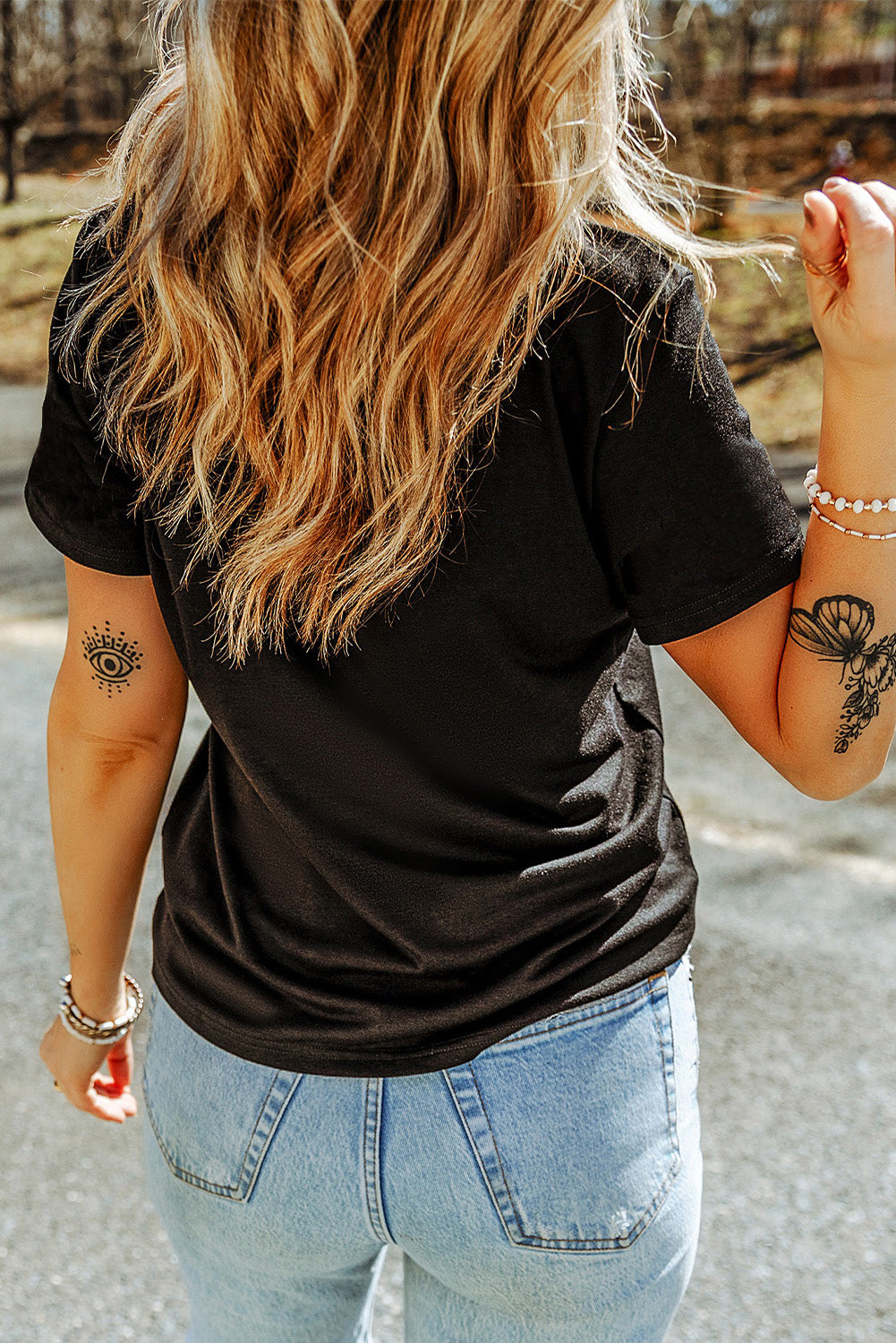 Shop Black Rhinestone Western Pattern Graphic T-Shirt S-3XL at LivelyLooks