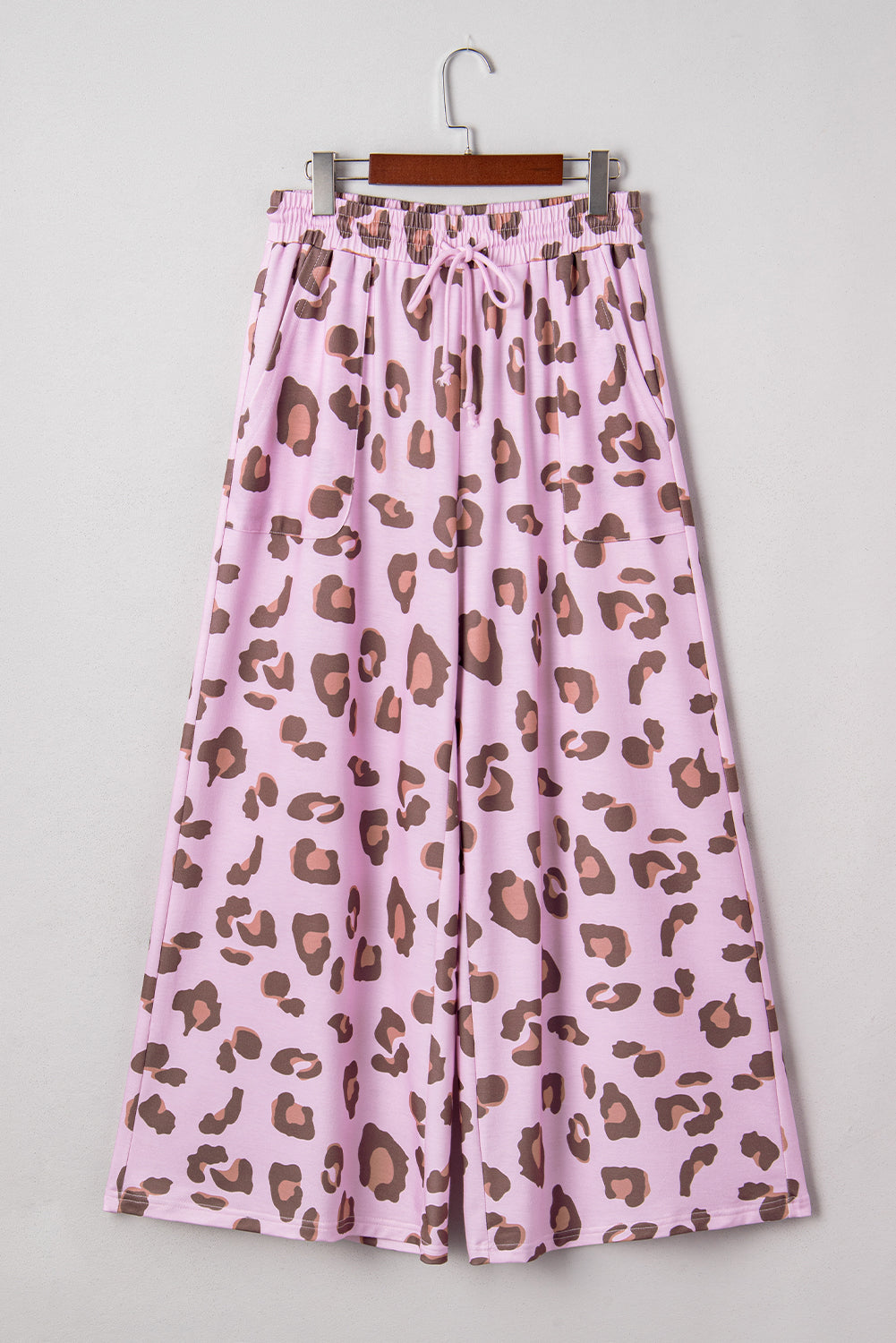 Shop Leopard Print Wide Leg Trousers Drawstring Waist S-XL at LivelyLooks