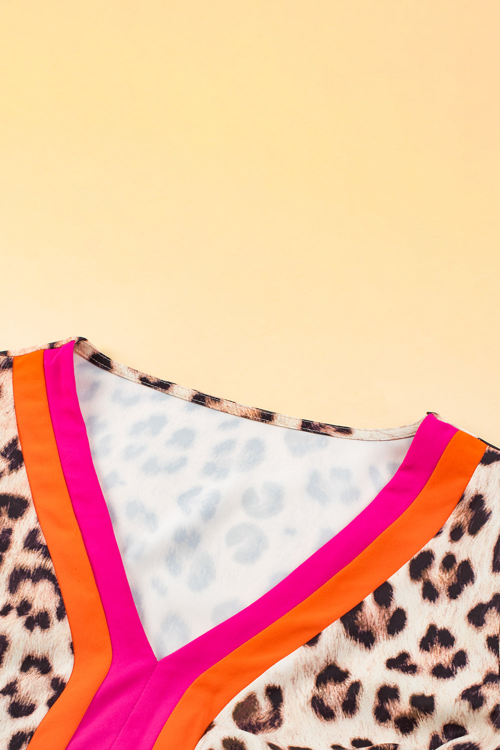 Bright Pink Leopard Colour Block Bubble Sleeve Maxi Dress S-3XL