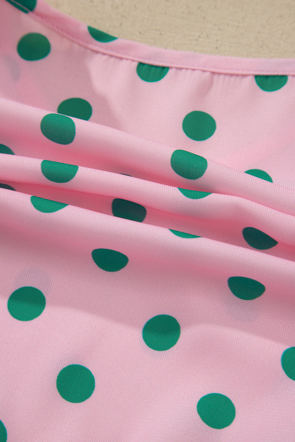 Shop Pink Polka Dot V-Neck Drawstring Tiered Babydoll Blouse at LivelyLooks