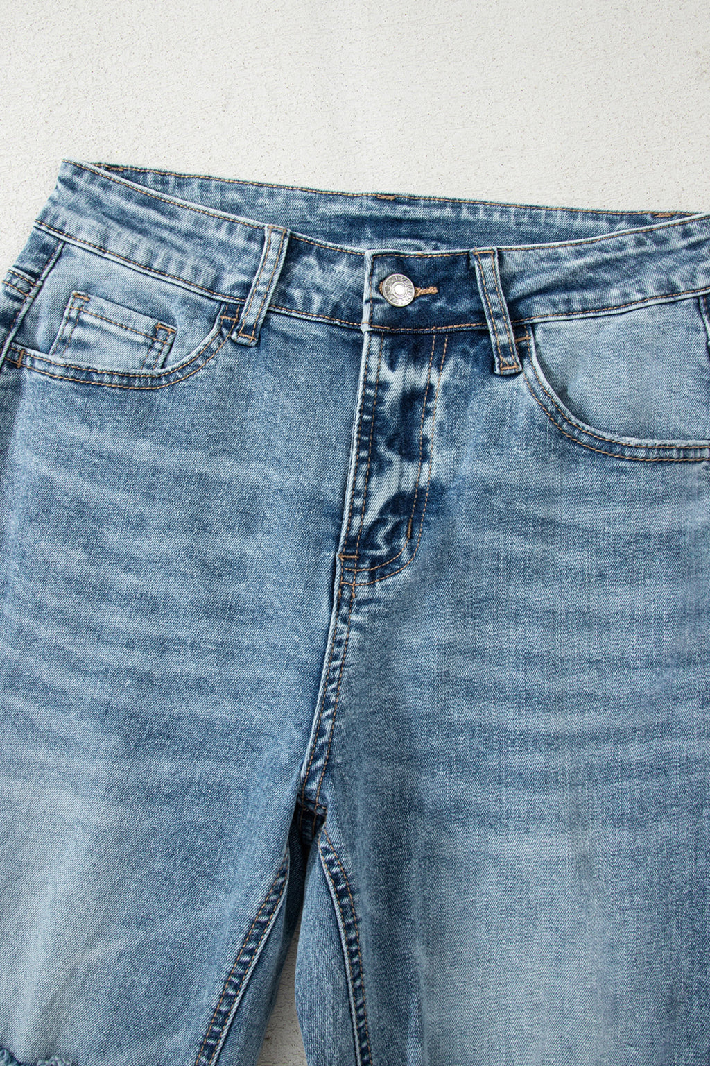 Myosotis Raw Hem Ripped Knee Fit Flare Jeans Women UK 4-16