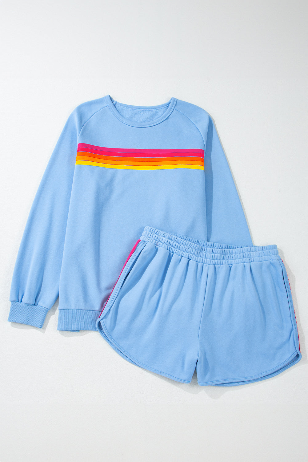LivelyLooks Striped Accent Pullover and Shorts Two Piece Co-ord Set Casual Summer Loungewear women's fashion