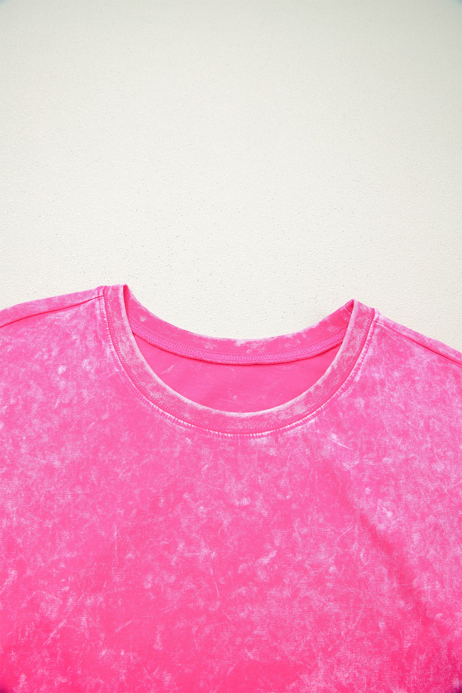 LivelyLooks Women's Mineral Wash Cotton Crew Neck Tee & Shorts Set Pink S-XL women's fashion