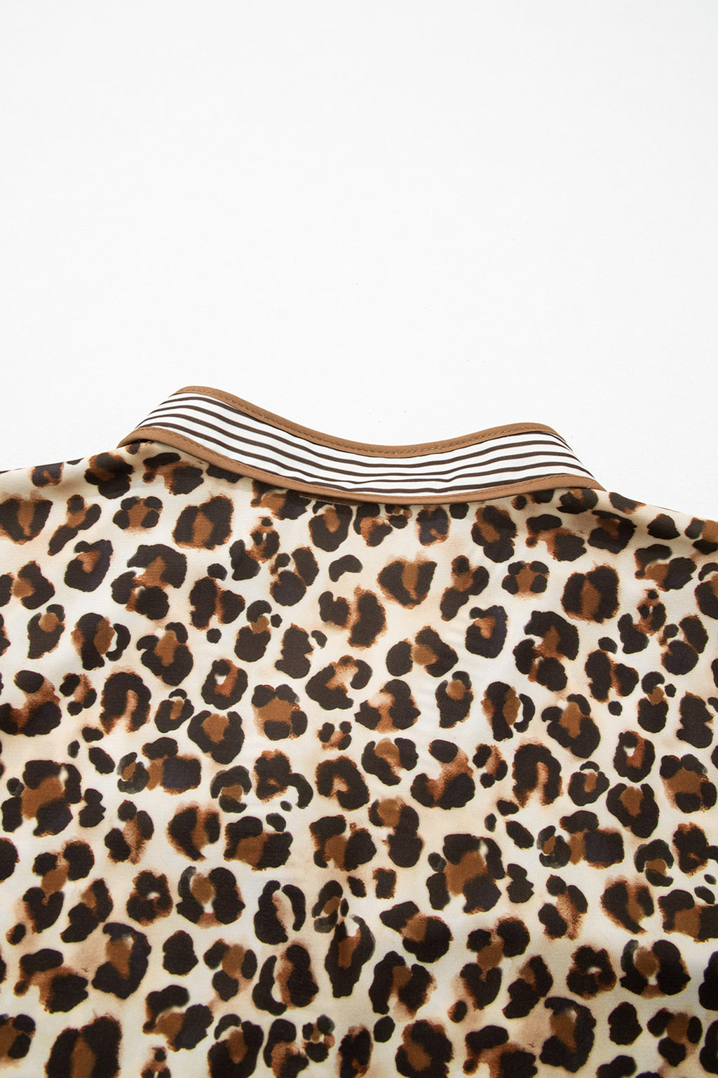 Women's Brown Leopard Stripe Patchwork 3/4 Sleeve Loose Mini Dress at LivelyLooks
