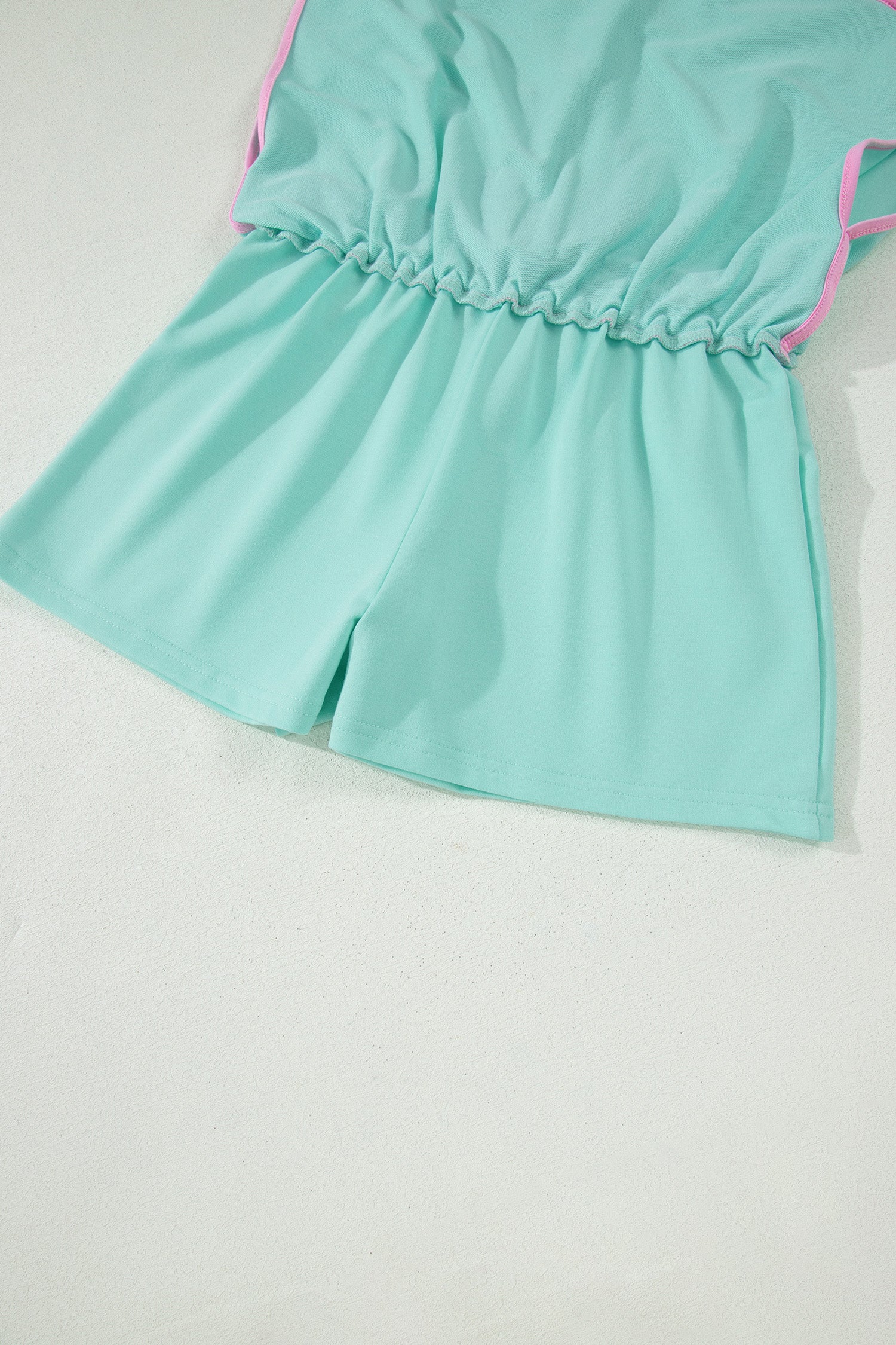 Colourblock Drop Shoulder T-Shirt & Skort 2-Piece Set Beige Black Green