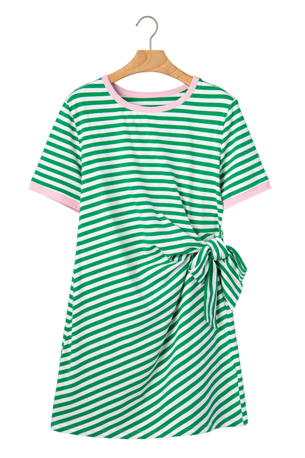 Women's Sky Blue Nautical Stripe Tie Waist Mini Dress at LivelyLooks