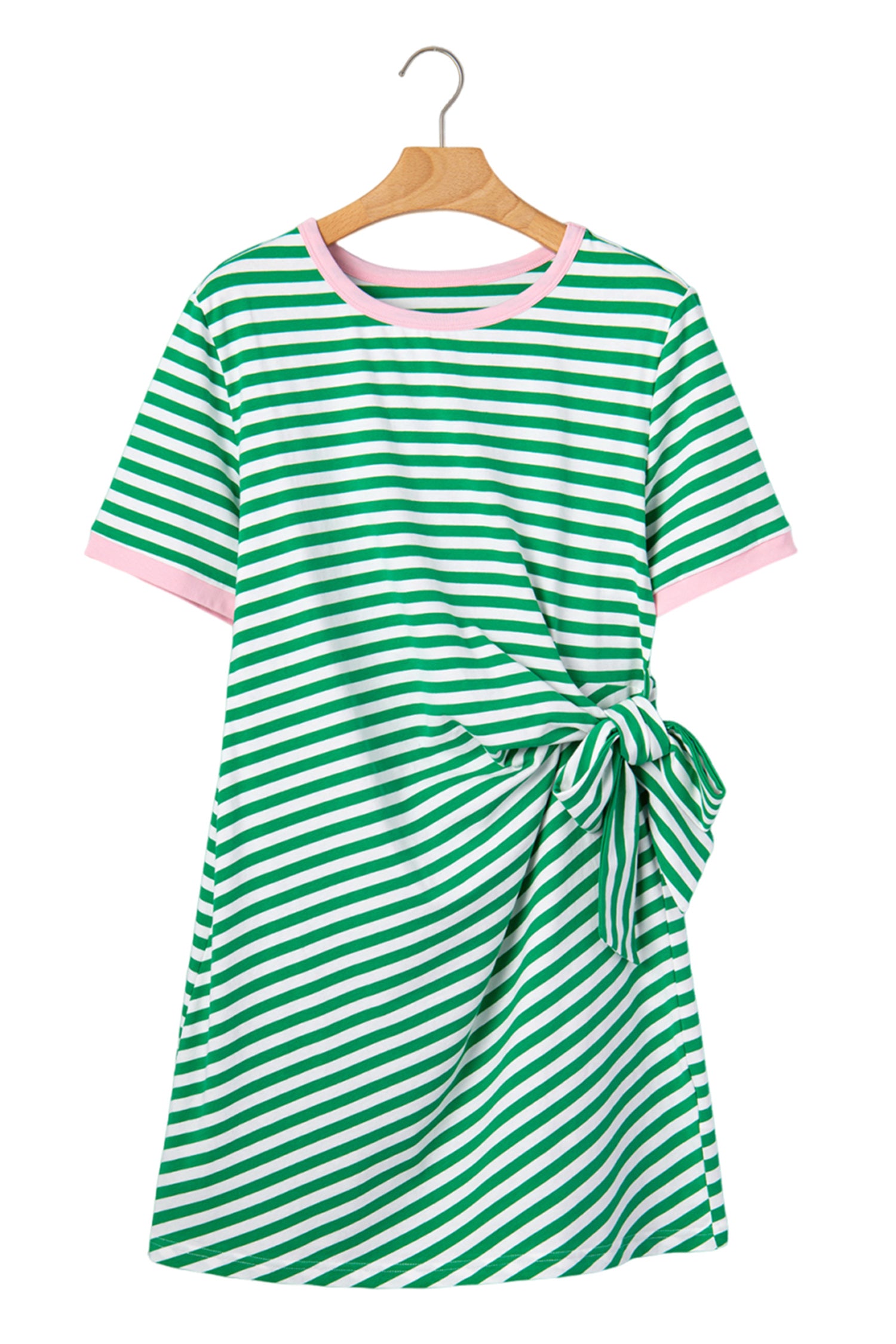 Women's Sky Blue Nautical Stripe Tie Waist Mini Dress at LivelyLooks