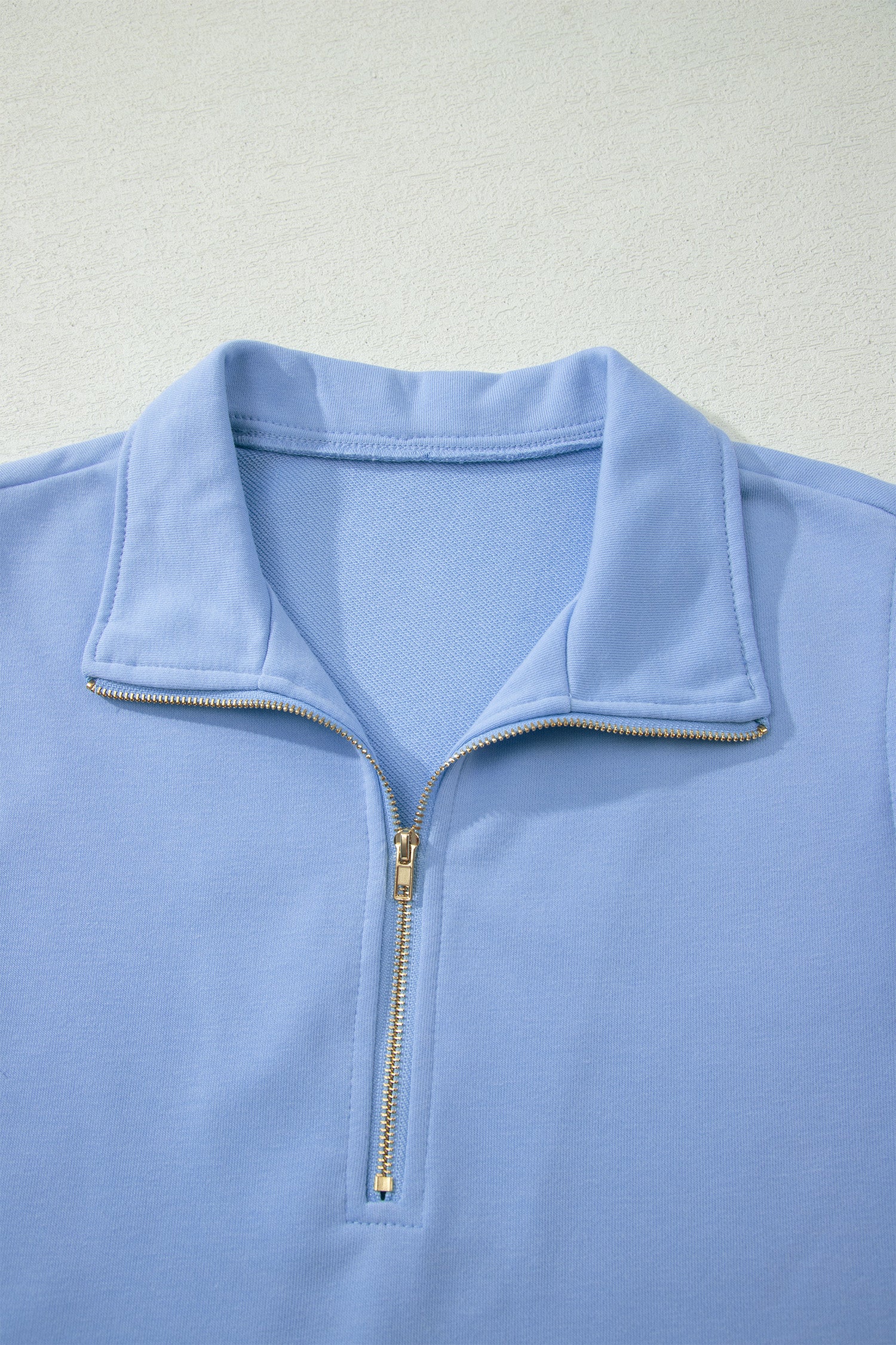 Half Zip Ruffled Short Set – Sky Blue & Coral Paradise