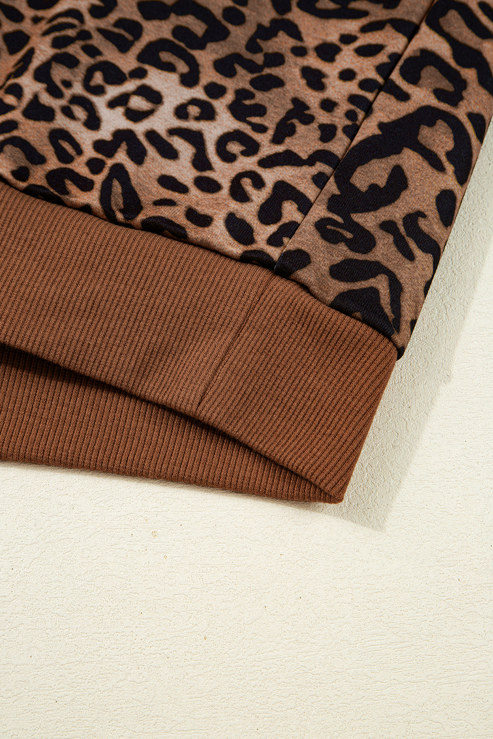Coffee Leopard Print Contrast Trim Long Sleeve Top & Pants Set | UK 8–22