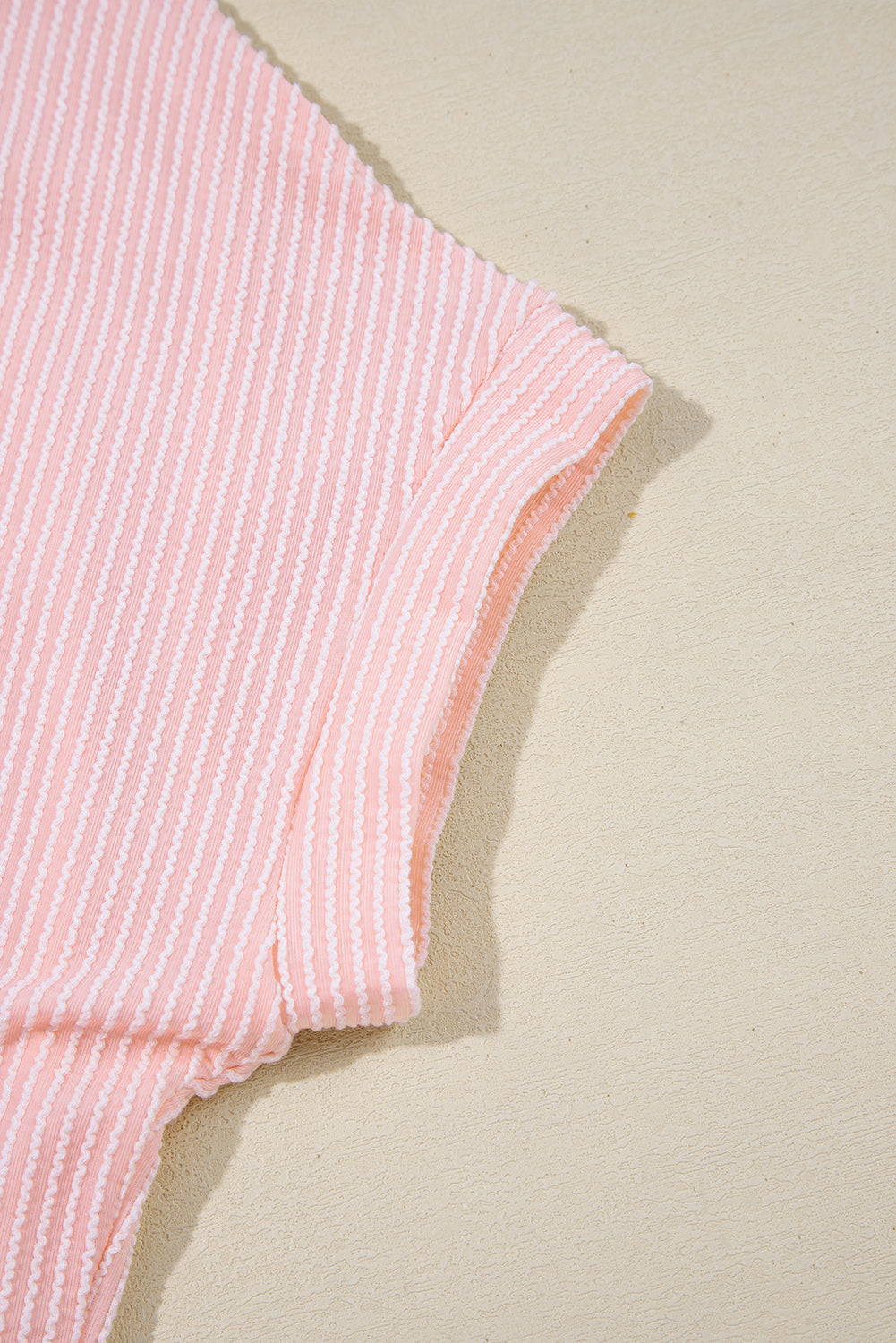 Corded Rib Knit Colour Block Patch Pocket Crew Neck Tee | Pink Blue Grey