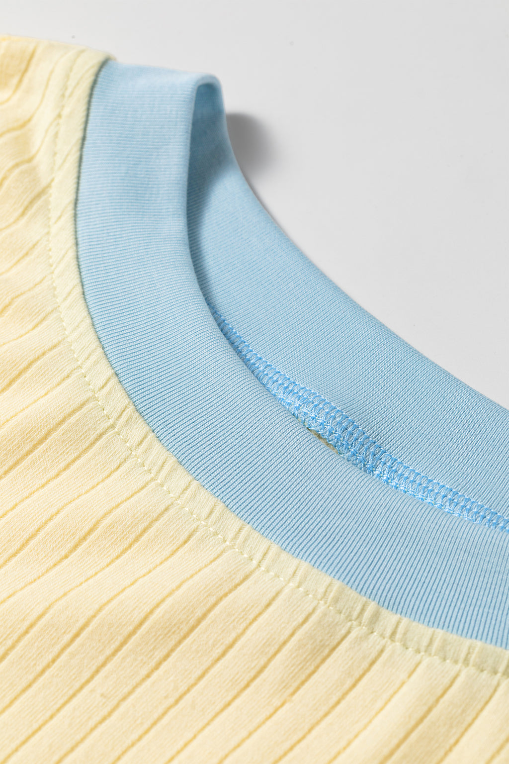 Yellow Ribbed Knit Colour Block Tee & Drawstring Skirt Set | UK 8–22