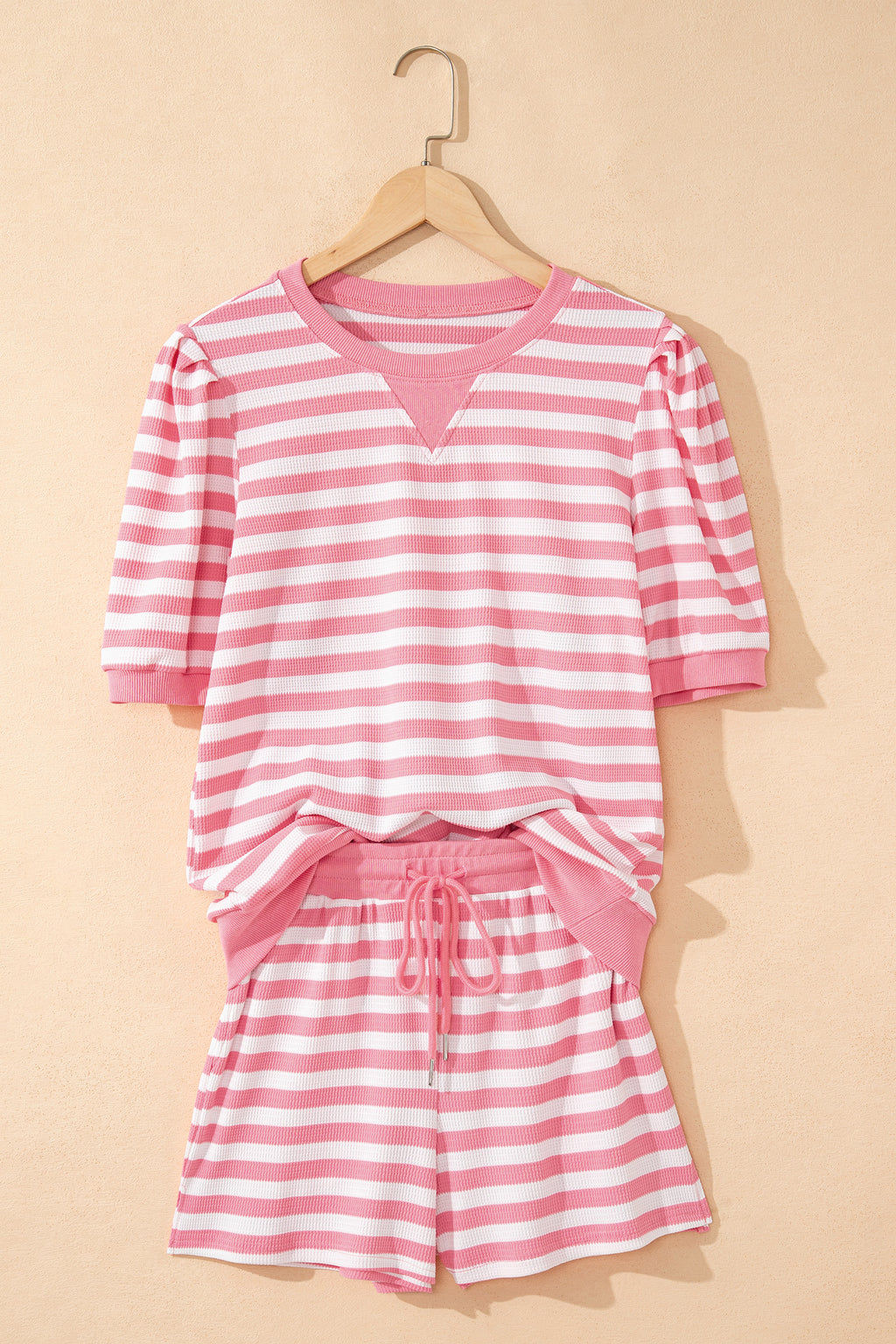 LivelyLooks Women's Stripe Puff Sleeve Top & Shorts Matching Set S-2XL women's fashion
