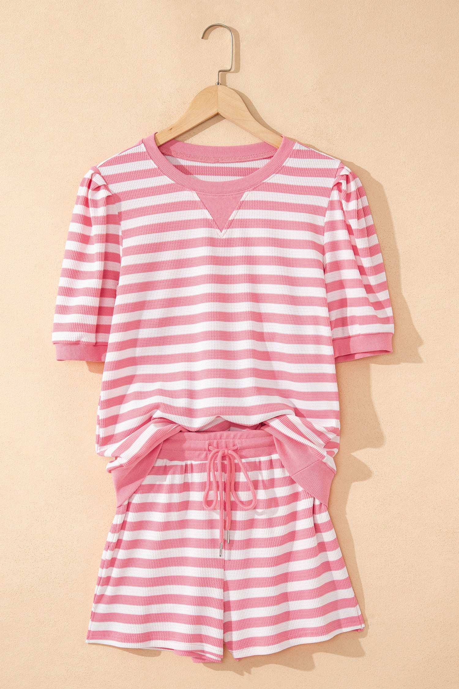 LivelyLooks Women's Stripe Puff Sleeve Top & Shorts Matching Set S-2XL women's fashion