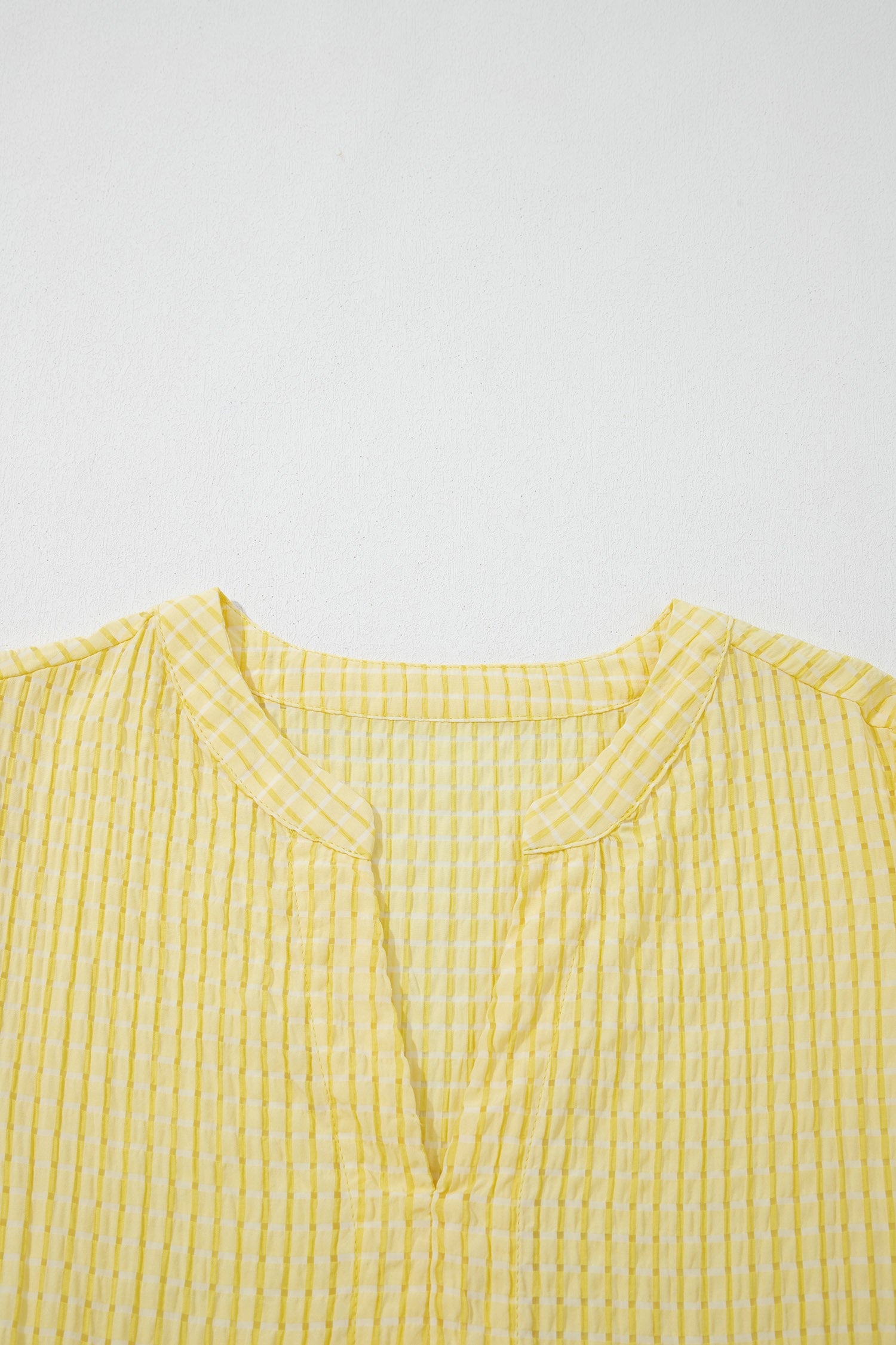 Dusk Blue & Yellow Gingham Bow Tie V-Neck Tiered Midi Dress | Pockets