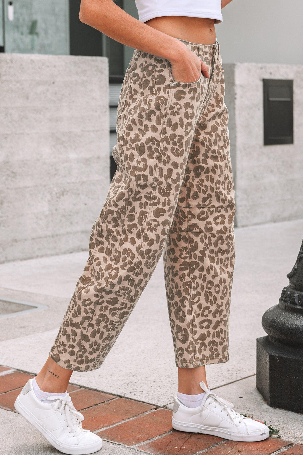 Shop Leopard Print Straight Loose Leg Jeans UK 8-20 at LivelyLooks