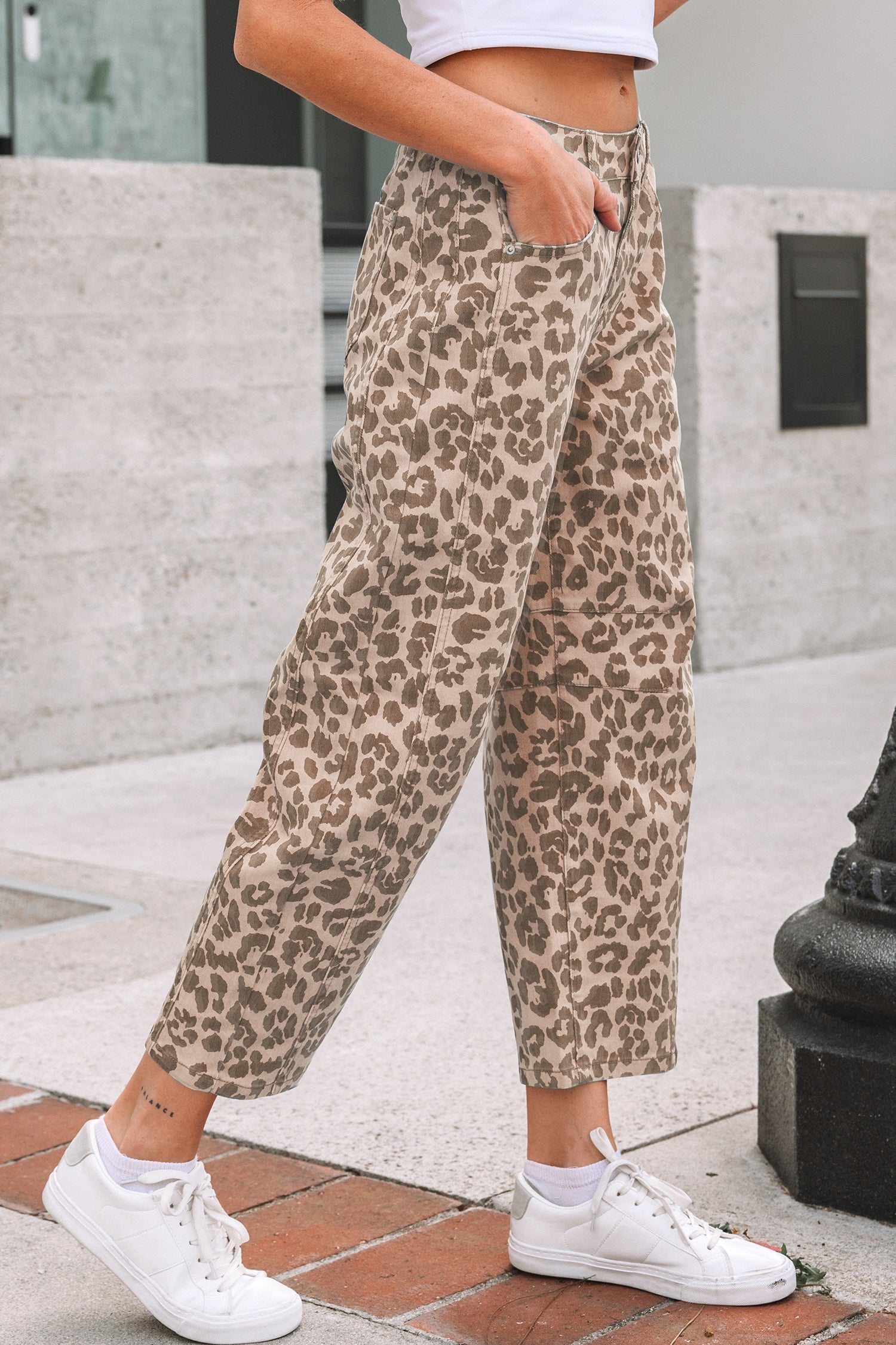 Shop Leopard Print Straight Loose Leg Jeans UK 8-20 at LivelyLooks