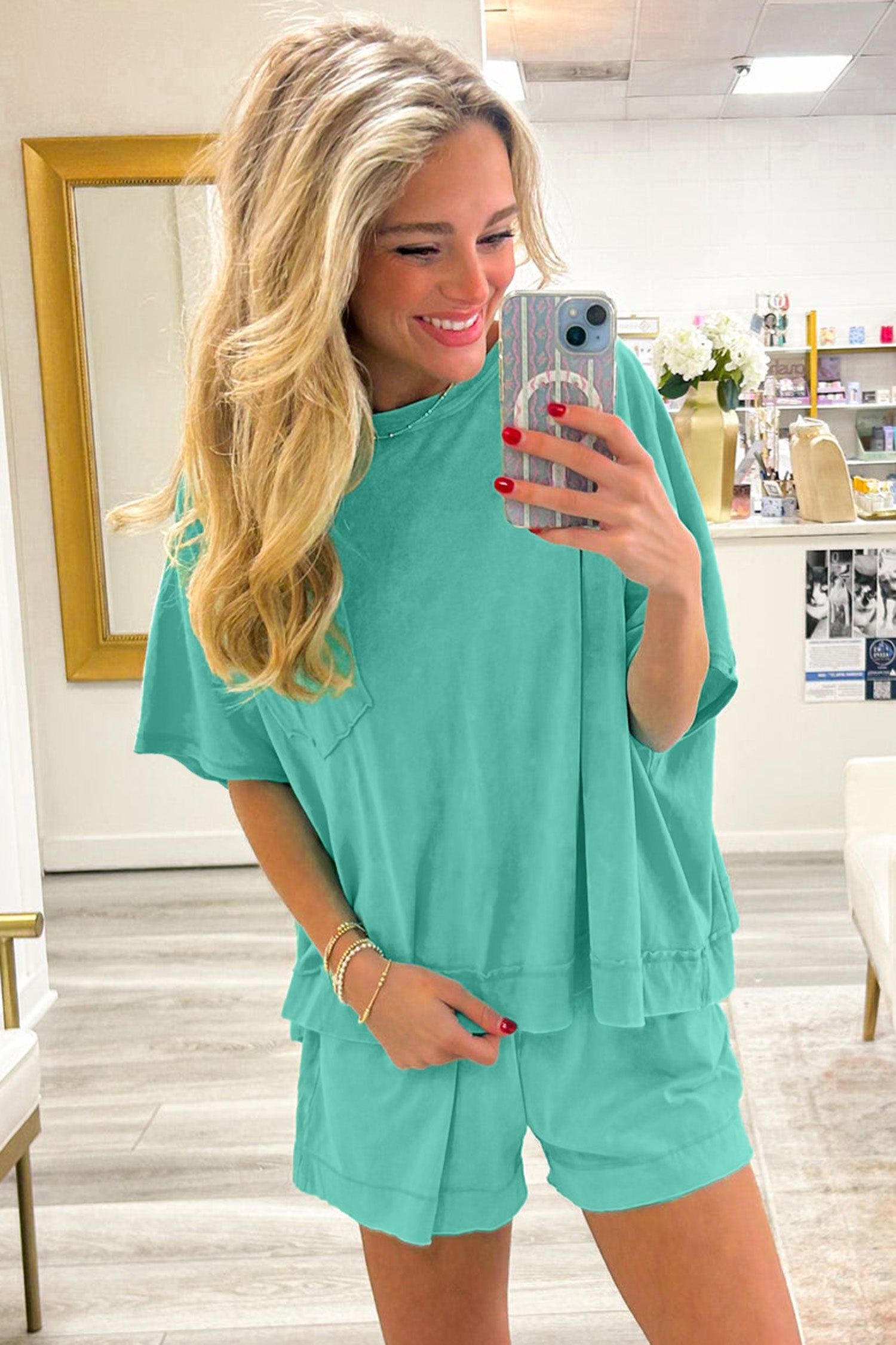 Oversized Top & Shorts Co-ord Set – Orchid, Mint Green & Strawberry Pink