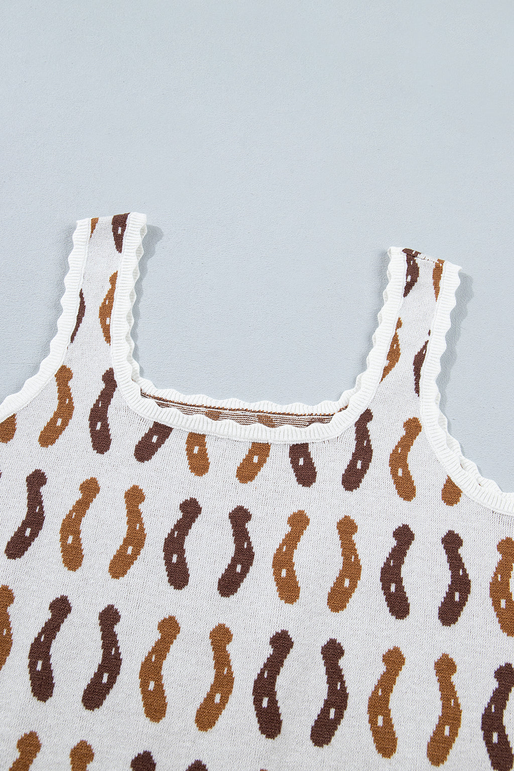 White Western Leopard Print Scalloped Neck Sweater Vest | UK 8-22